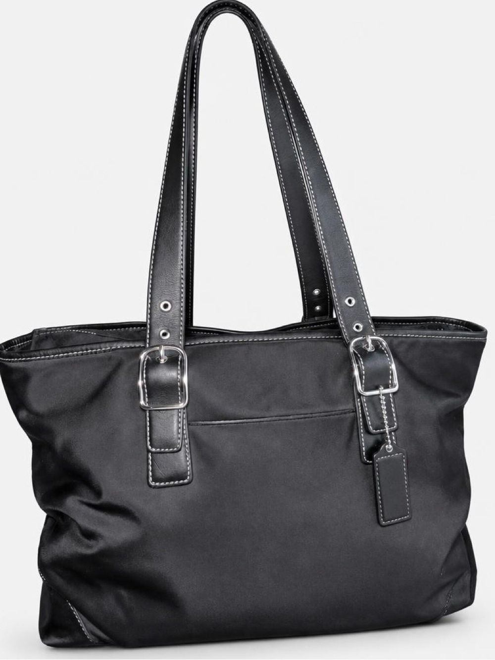 Y2K Coach Vintage ✨ 2003 Black Nylon & Leather Large Tote Bag #5150